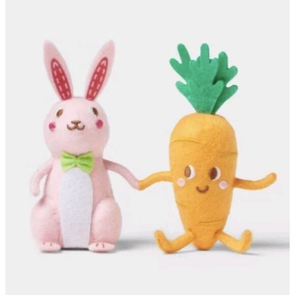 Spritz 2025 Felt Duo Carrot & Bunny Small Figurine Decor New - Picture 1 of 3